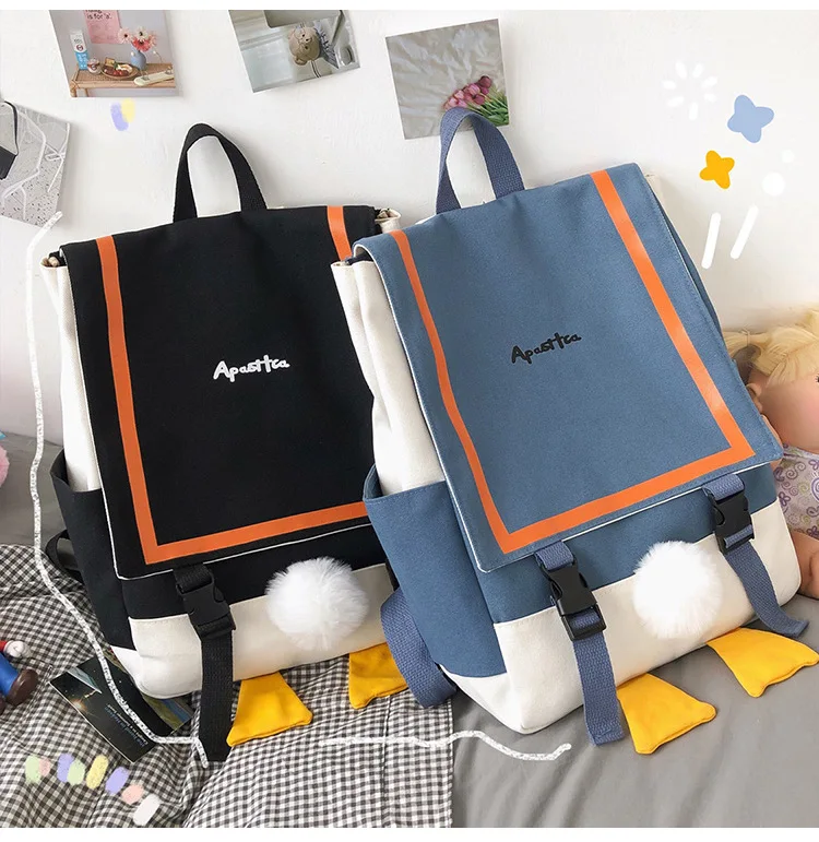 

Schoolbag For Middle School Girl Birthday Duck Backpack Korean Version High School Backpack Cute Duck Butt Vackpack