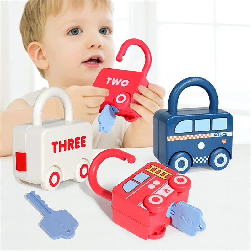 

6pcs Montessori Busy Car Unlocking Children Toys For Learning Life Skill Preschool Numbers Matching & Counting Teaching Aid Toys