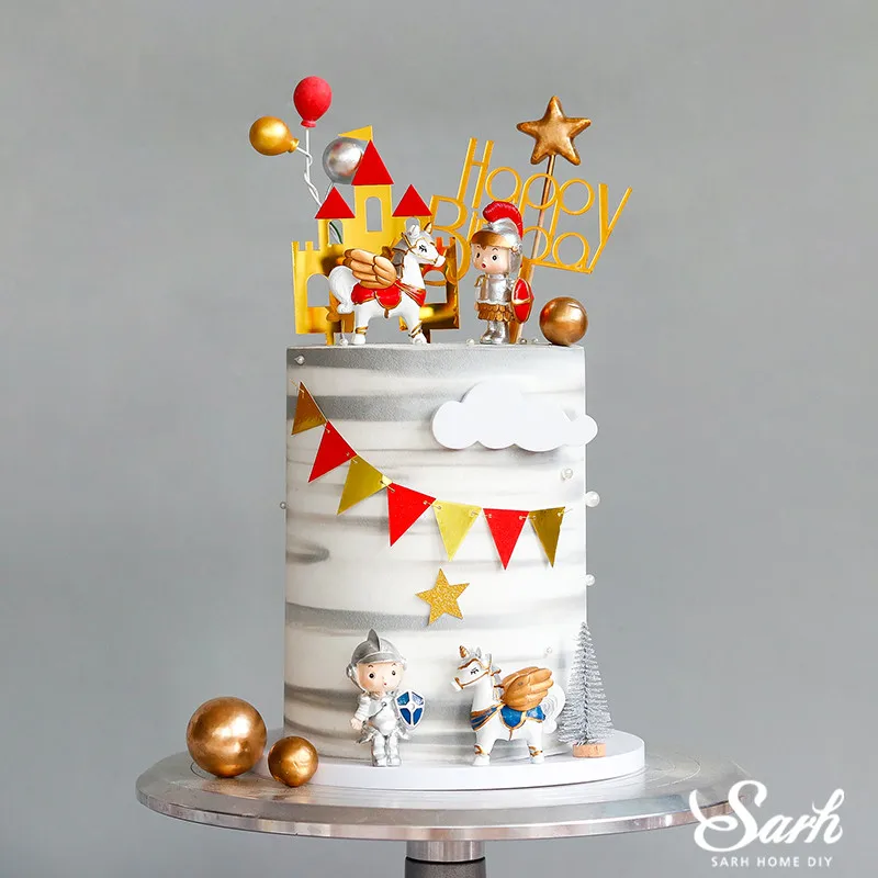 Единорог Лошадь рыцарь торт Toppers Для детского душа день рождения украшение