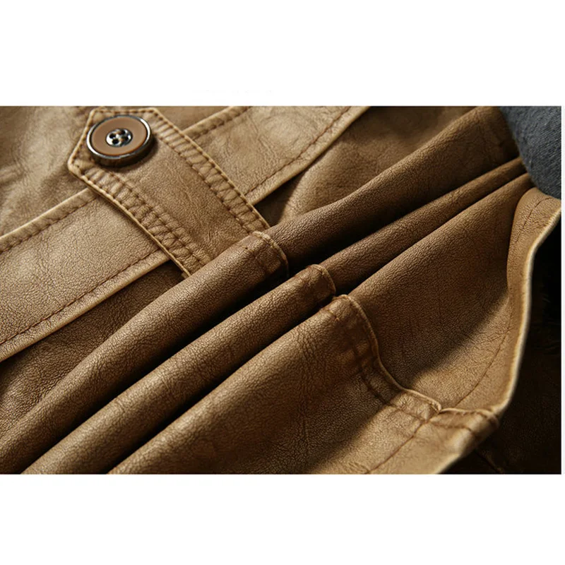 Mountainskin Мужская зимняя кожаная куртка длинная стильная мотоциклетная из