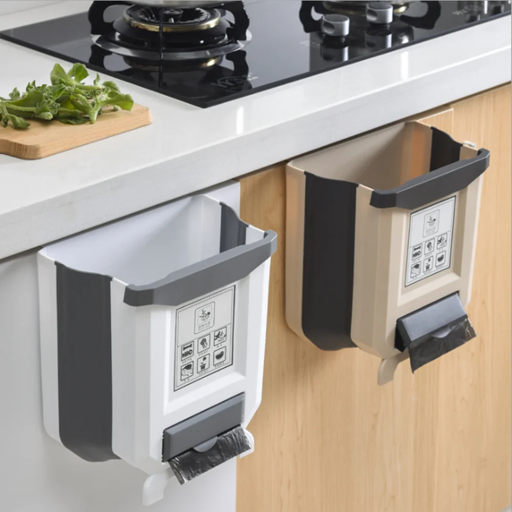 

Kitchen Foldable Trash Can Kitchen Cabinet Door Hanging Trash Can Car Trash Bathroom Toilet Kitchen Trash Can Cleaning Tool