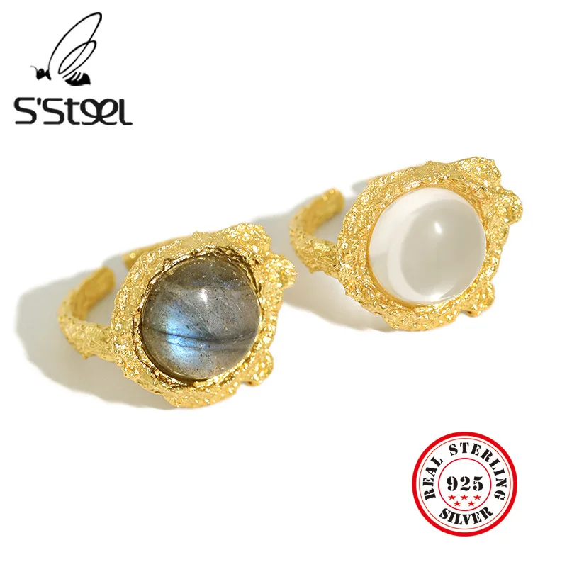 

S'STEEL Moonstone Rings For Women 925 Sterling Silver White Crystal Gold Luxery Ring Anillos Plata 925 Para Mujer Fine Jewellery