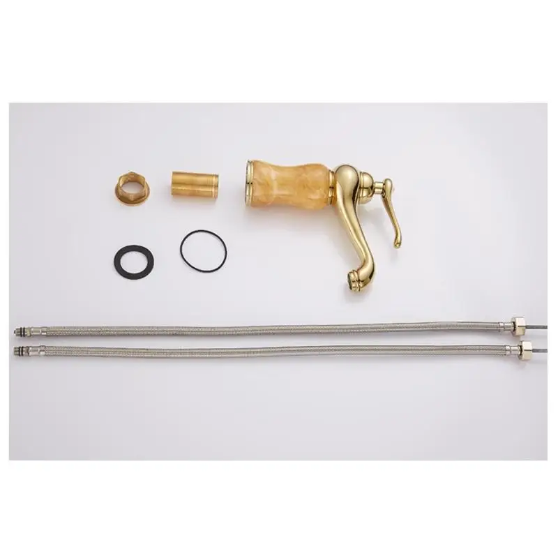 Золотой нефритовый смеситель для ванной комнаты однорычажный раковины с одним