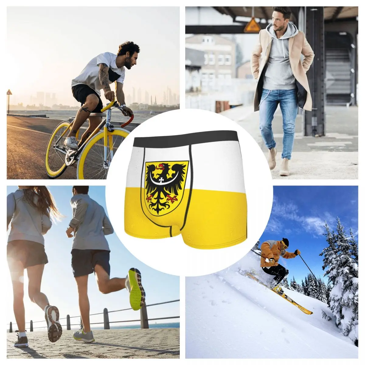 Flag Of Silesia And Lower Silesia (with Eagle) Men's Boxer Briefs German states Funny Joke Men's boxer leggings