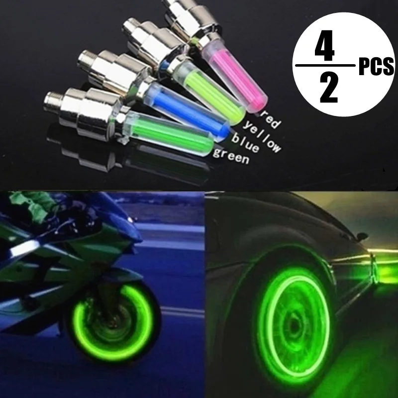 

2/4PCS Bike Light LED Flash Wheel Tire Valve Cap Car Lights 4 Colors Tire Lamp For Car Motorcycle Bicycle