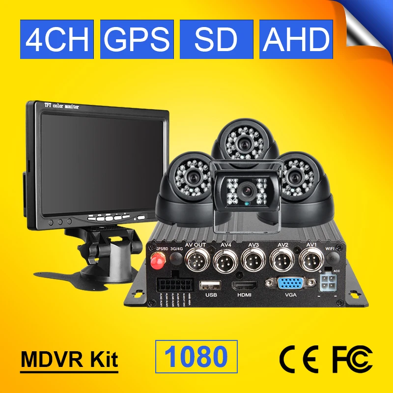 4 канальный двойной sd карта видео Автомобильный видеорегистратор для