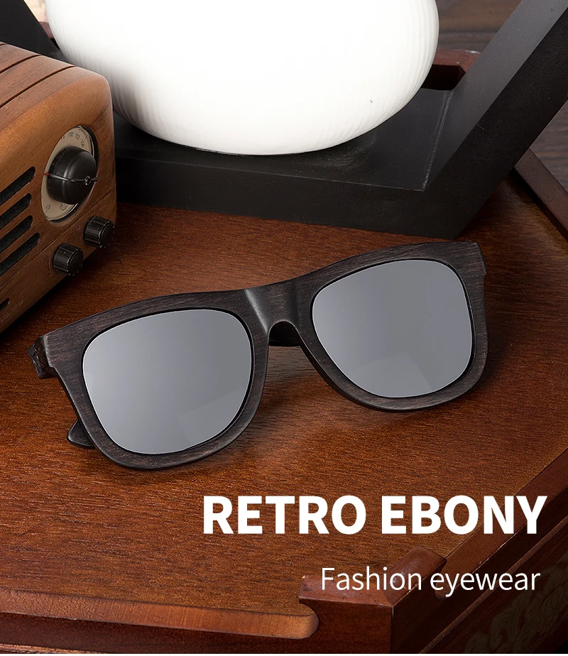 BOBO BIRD Okulary Ebony Wood Солнцезащитные очки поляризованные серые линзы для мужчин и женщин очки с гравировкой дропшиппинг