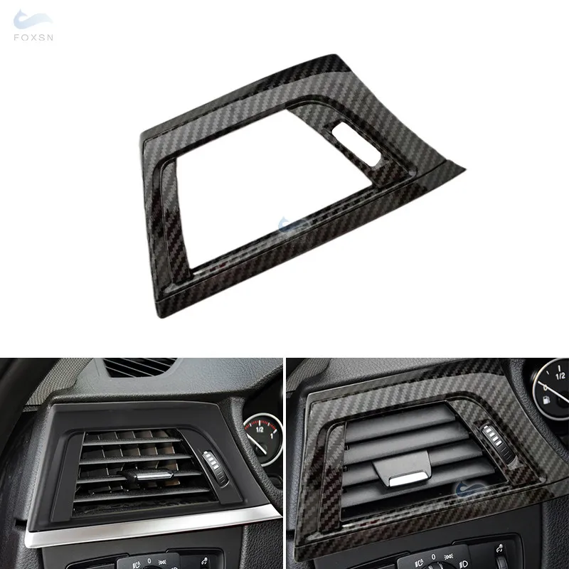 

ABS Carbon Texture Front Row Wind Left Air Conditioning Vent Grill Outlet Panel Frame Trim For BMW 3 Series F30 F35 LHD