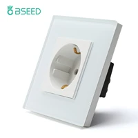 bseed europe russia 16a wall power socket white black grey gold crystal glass panel plug electrical outlet for home improvemet