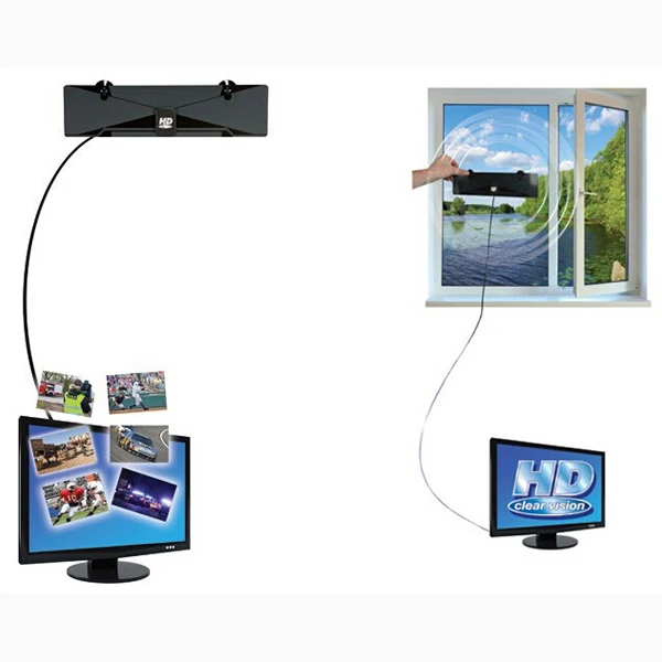 Цифровая внутренняя ТВ антенна 1080P HD TV VHF UHF FM плоский ящик готов с высоким
