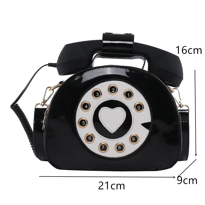 

Telephone Shape Women's Purses And Handbags Pink Shoulder Crosbody Bag For Girl Patent Leather Casual Tote Bags Messenger Bags