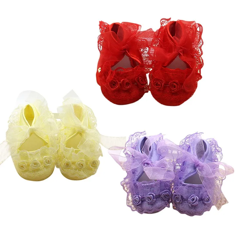 Кружевная ткань для новорожденных девочек обувь принцессы с мягкой подошвой