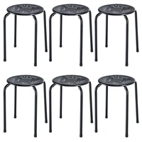costway set of 6 stackable metal stool set daisy backless round top kitchen black hw57883bk