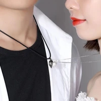 new 2pcs aaa magnetic couple necklace lovers heart pendant distance faceted charm necklace women valentines day gift 2021