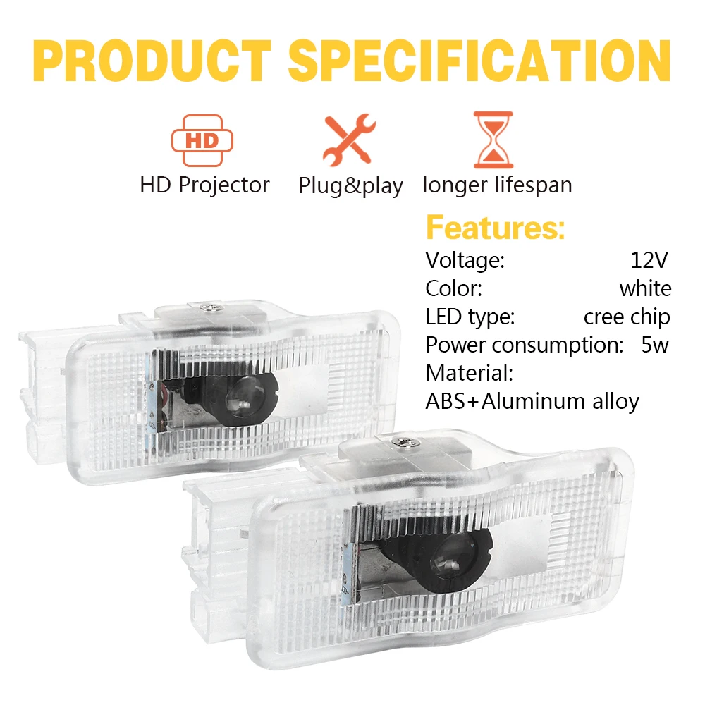 2X LED 3D проектор логотипа автомобиля приветственная дверь Призрак светильник для