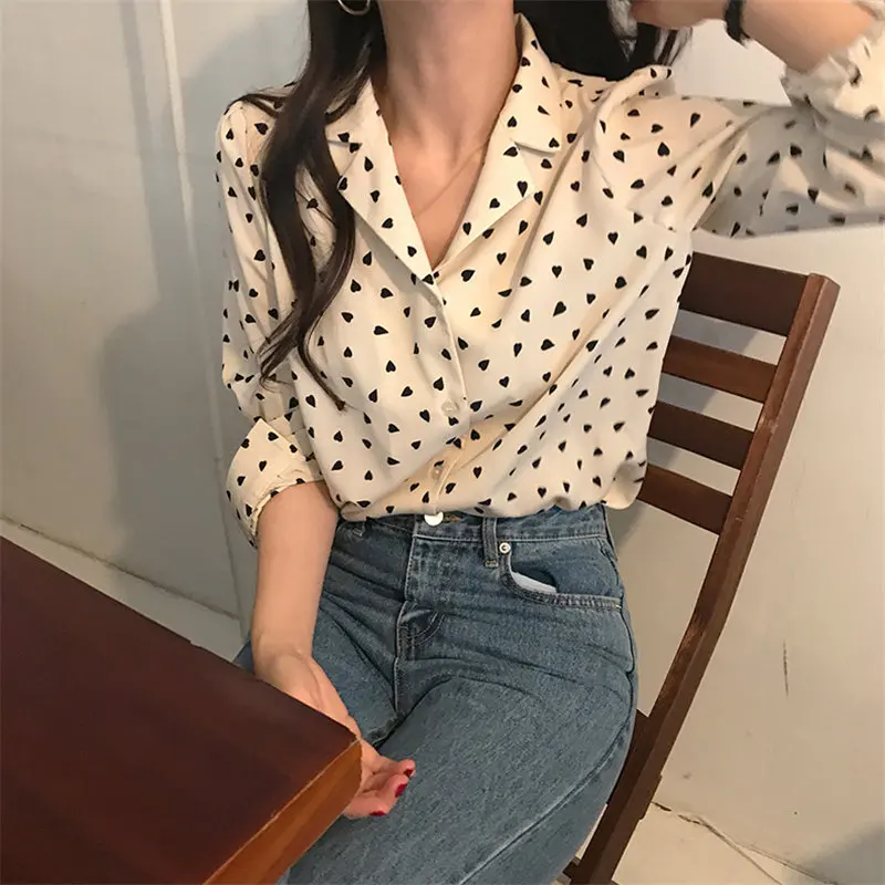 Женская винтажная блузка HziriP Повседневная Свободная с длинным рукавом и