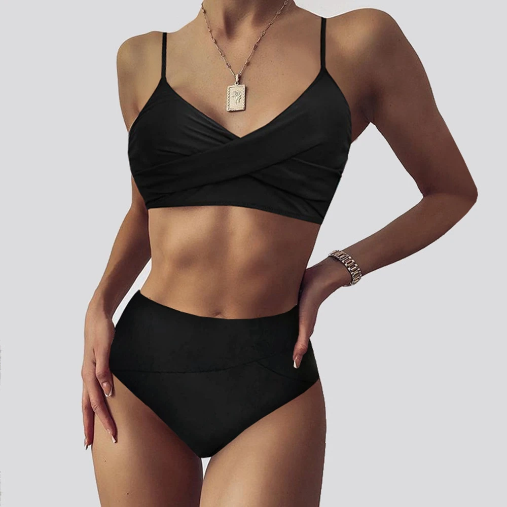 

High Waist Bikini Set 2021 Sexy Cross Bikini Swimwear Women Swimsuit Female Two Pieces Bikini Set Bather Bathing Suits Swim Lady