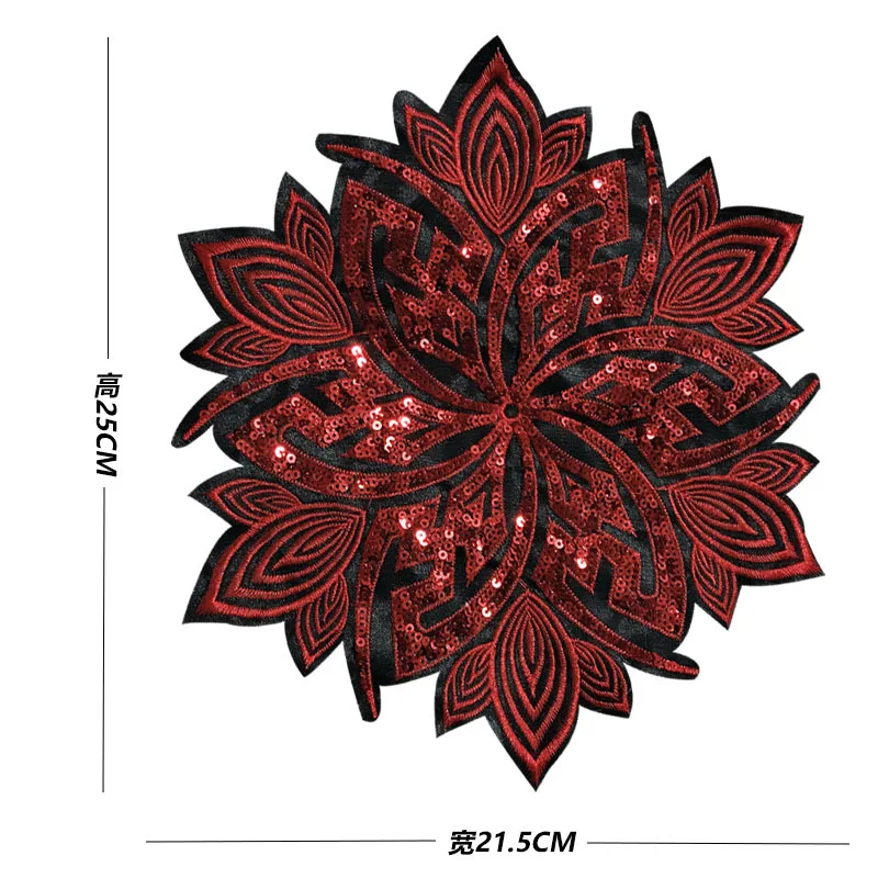 Национальный Ветер круговой вышивкой блёстки патчи с красными жемчужные