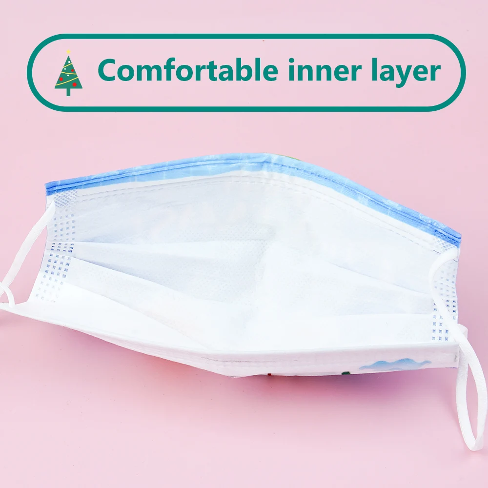 Рождественская маска для лица взрослых 10-200 шт. 3-слойная защитная дышащая рта с