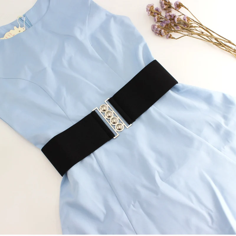 

65cm New Fashion Wide Elastic Stretch Waistband Black Leather Belt for Women Cummerbund Female Skirt Coat Waist Accessories