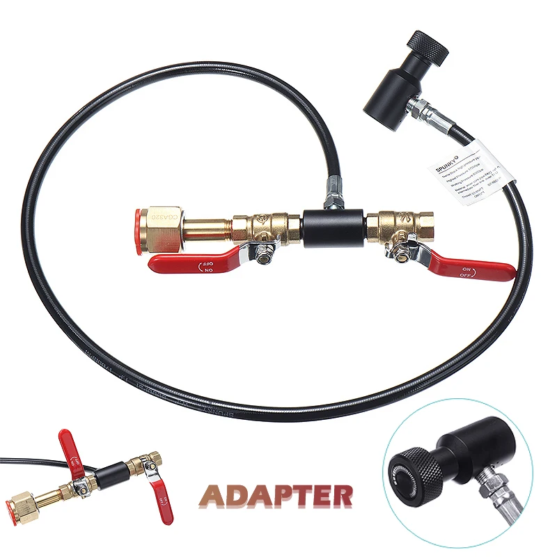 

36" Durable Soda water Tank/Cylinder Refill Station Filling Charging Adapter Hose Kit with Quick Release Valves
