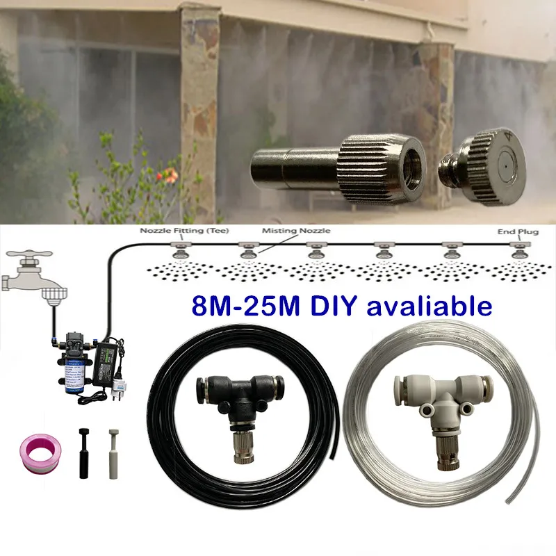 

A106 DIY 8M 10M 15M 20M 25M Water Garden Sprayer Outdoor Disinfection Misting System Humidification Patio Mist Cooling Spray Kit