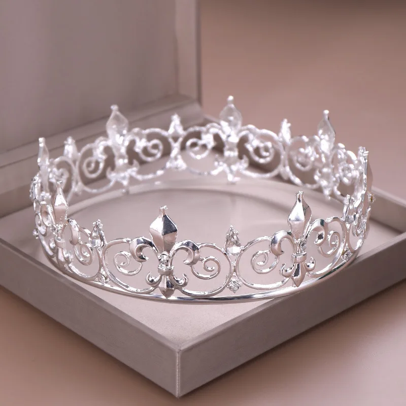 Оптовая продажа золотистые/Серебристые большие круглые тиары-короны ювелирные