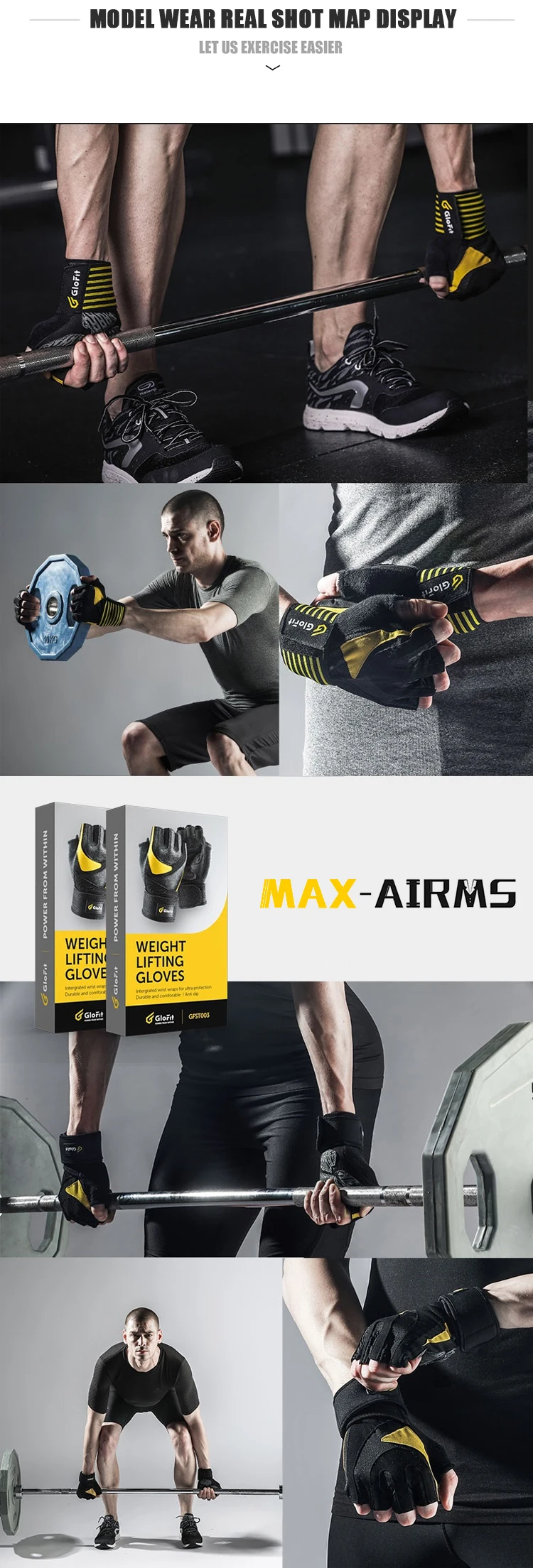 Maxairms/1 пара спортивных перчаток для тренажерного зала, дышащие перчатки для тяжелой атлетики, фитнеса, гантели для тяжелой атлетики, перчатки для тренажерного зала