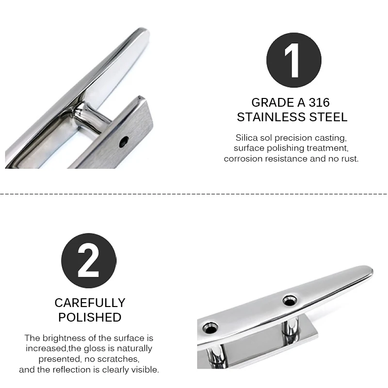 

100mm Polished Combo Mooring Cleat For Marine Boat Yacht 316 Stainless Steel For Industrial Aviaries Pets Corrosion Resistance