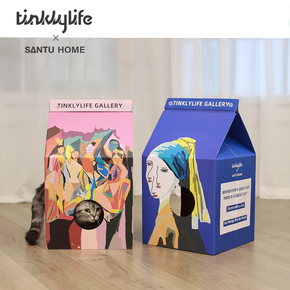 

SANTU ART MILKBOX STYLE CAT HOUSE AND SCRATCHER