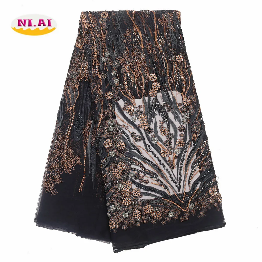 Роскошная кружевная ткань NIAI 2020 высококачественные бусины ручной работы вышивка