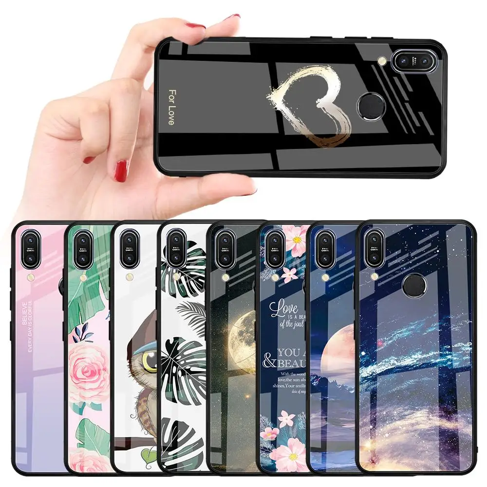 Tempered Glass phone case For Asus Zenfone Max Pro M1 ZB602KL ZB601KL M2 ZB631KL ZB633KL Flamingo owl sky pattern Cover Coque |