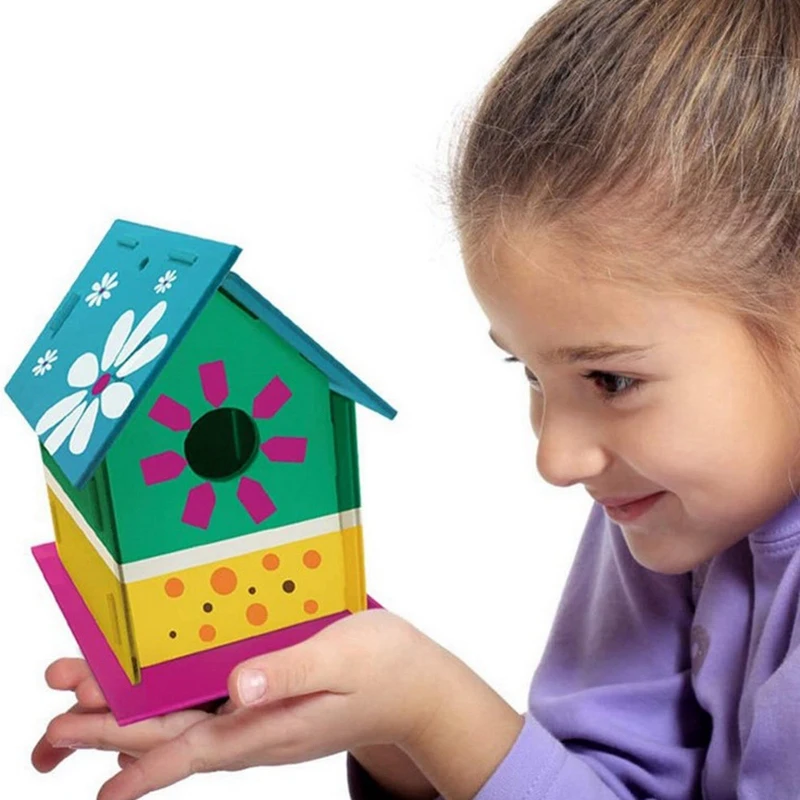 

34 Pcs DIY Bird House Kit-Build and Paint Birdhouse Unfinished Paintable Bird House for Kids to Build Wooden Arts