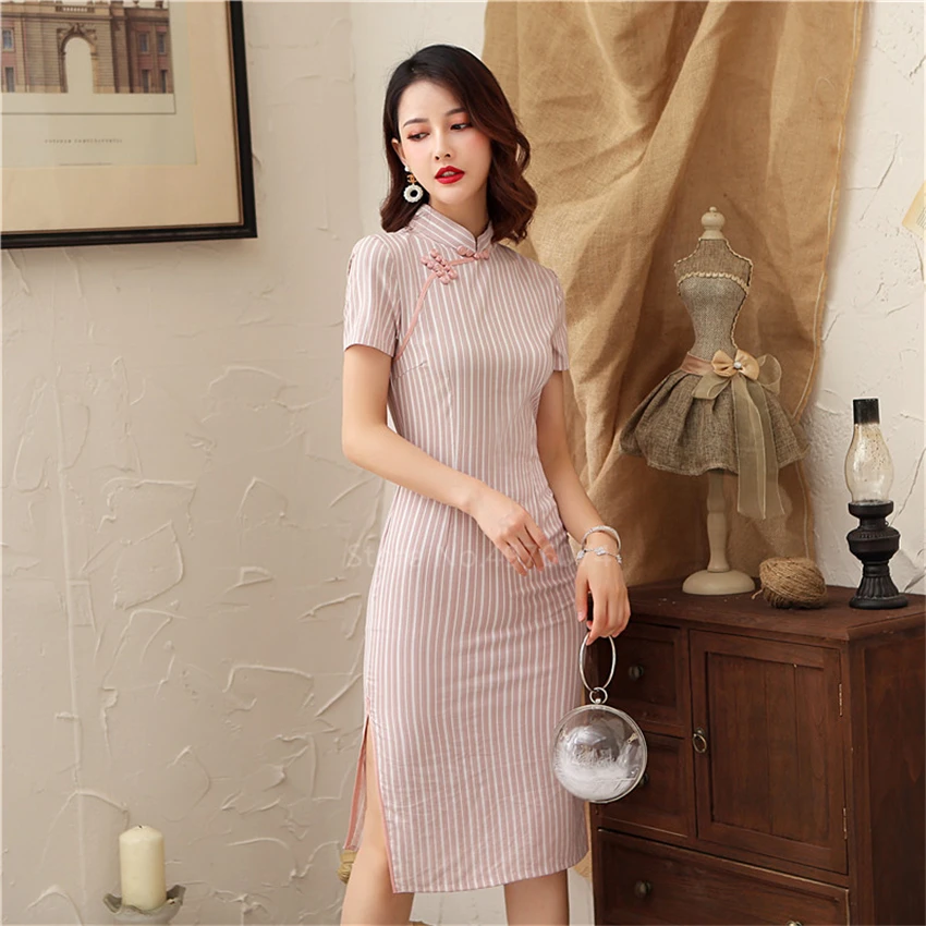 Традиционное китайское платье Ципао в стиле ретро для женщин и девушек