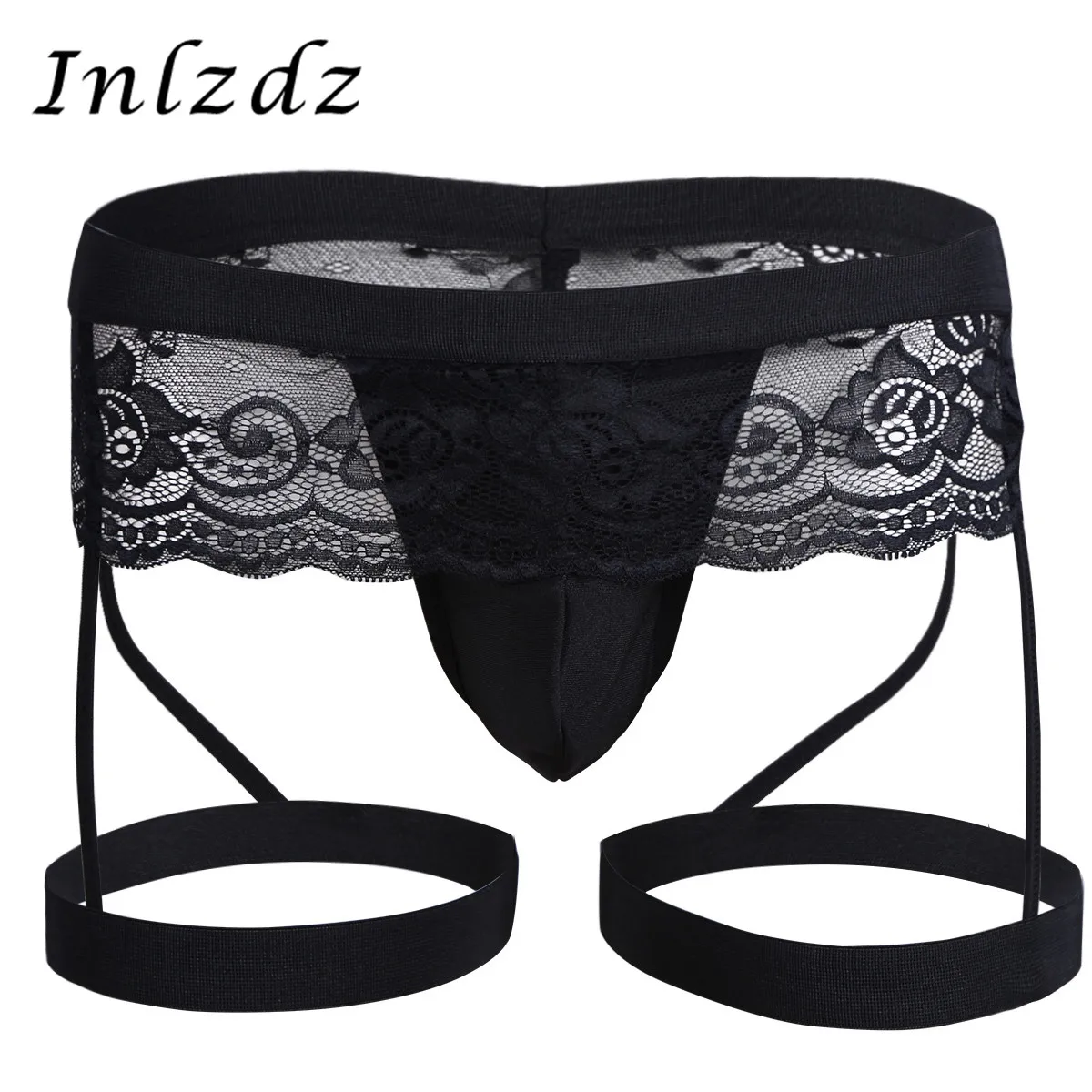 

Sexy Mens Lingerie Sissy Lace Underwear Lace G-string Bikini Briefs Underwear Underpants with Garter Hot Sexy Gay Homme Panties