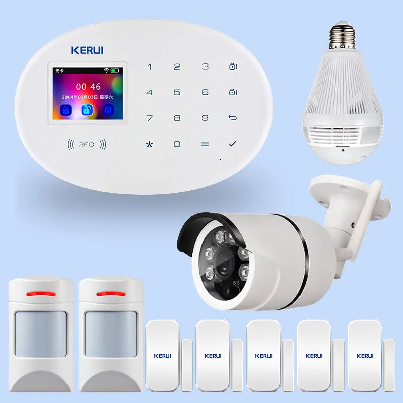 Kit 3 KERUI наружная Солнечная вспышка, wifi камера, GSM система охранной сигнализации, набор беспроводных домашних приложений, система контроля безопасности - Цвет: Kit 3