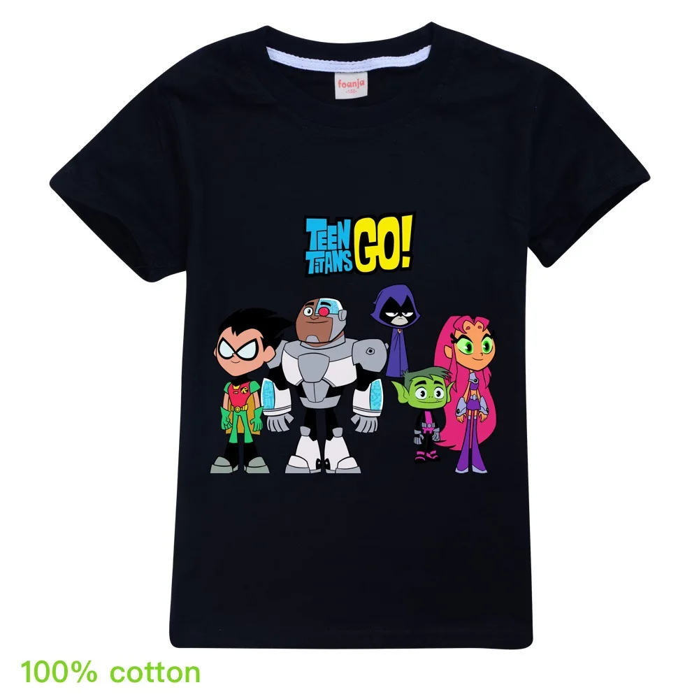 

2021 Summer Teen Titans GO cartoon Tshirt Teen print Clothing Toddler Boys Tops T shirt kids Boys t-shirts Baby Girls clothes