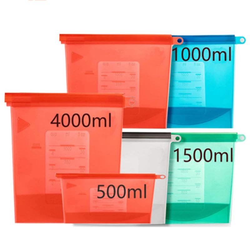 Очень большие 4000 мл силиконовые пакеты для сохранения пищи многоразовые