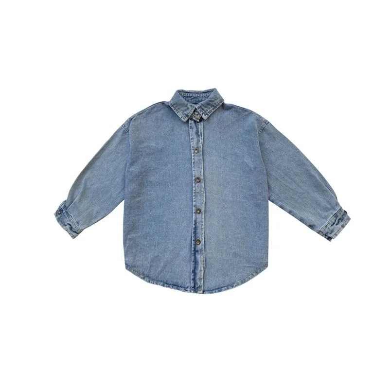 

Children's clothing Autumn 2021 and autumn new loose medium length denim shirt long sleeve foreign style coat women's fashion