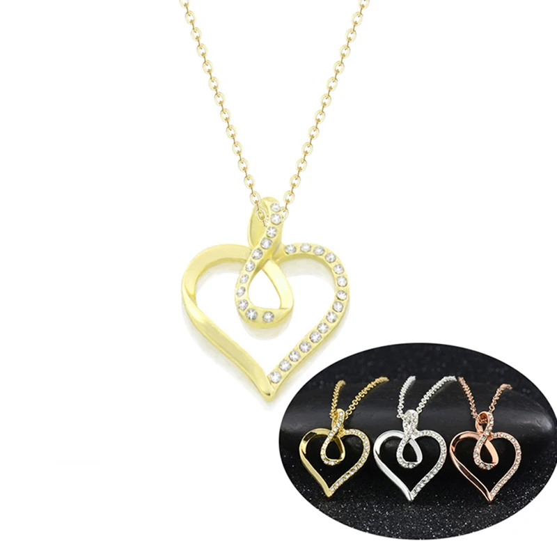 Женская цепочка с подвеской в виде сердца кристаллами | Украшения и аксессуары