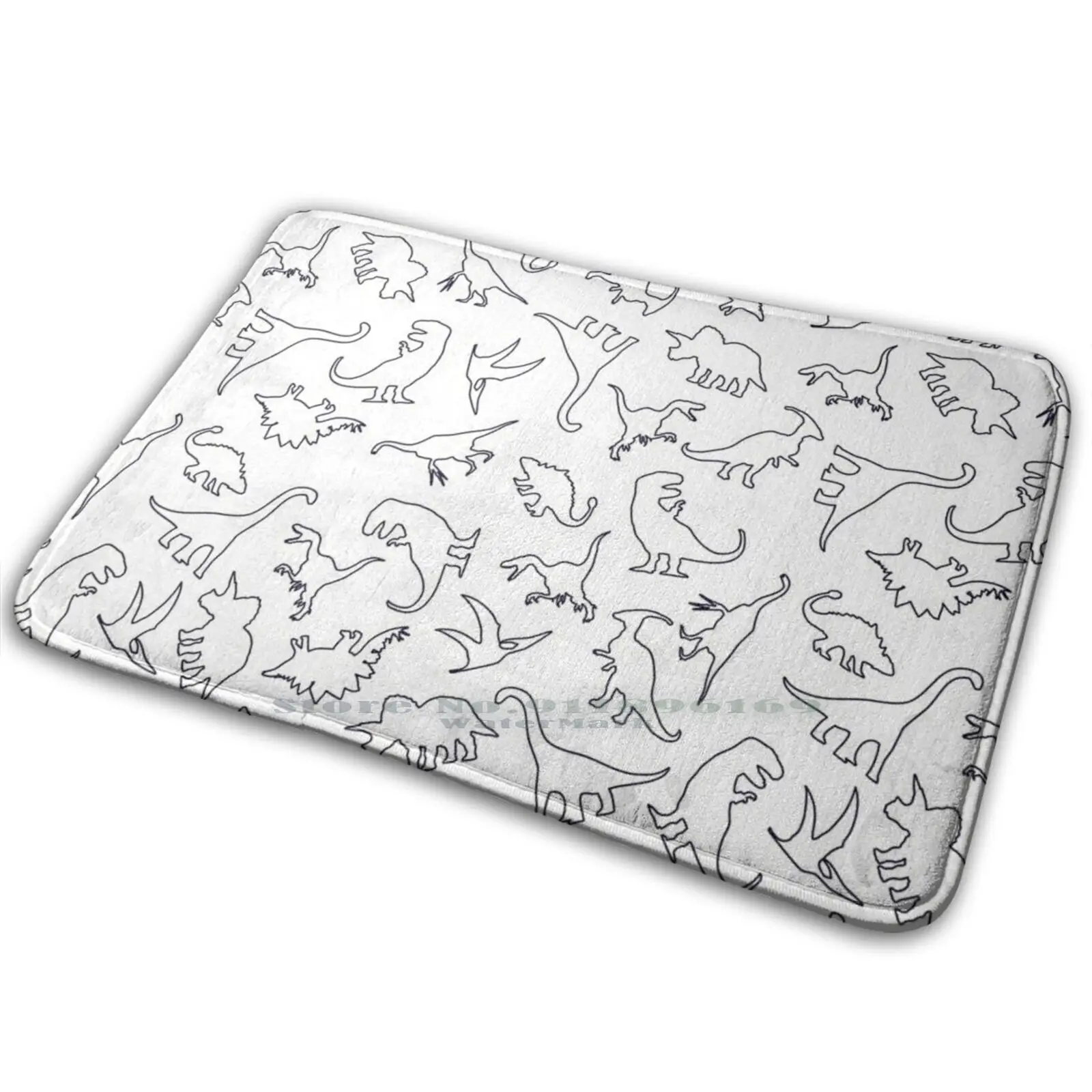 Коврик с рисунком динозавра (ТЕМНЫЙ контур) Противоскользящий коврик для входной