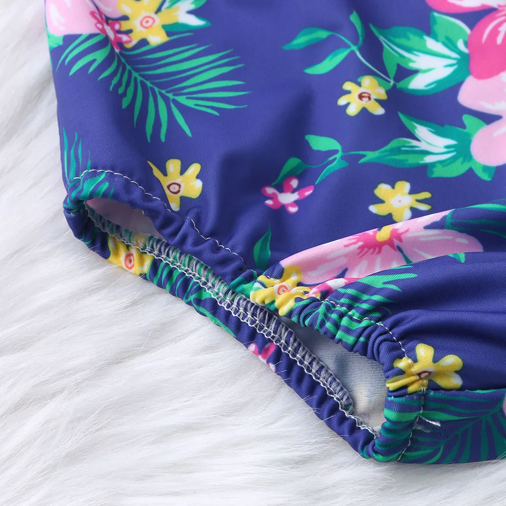 Купальник для маленьких девочек с оборками и цветочным принтом цельный