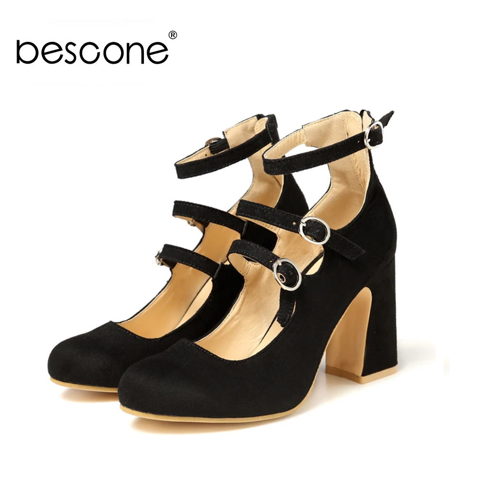BESCONE/Новые модные женские туфли-лодочки Туфли с круглым носком на очень высоком