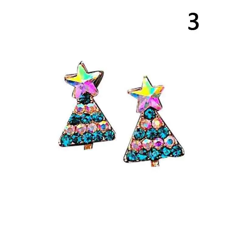 Круглые серьги гвоздики с рождественской елкой и снежинками для девочек детские