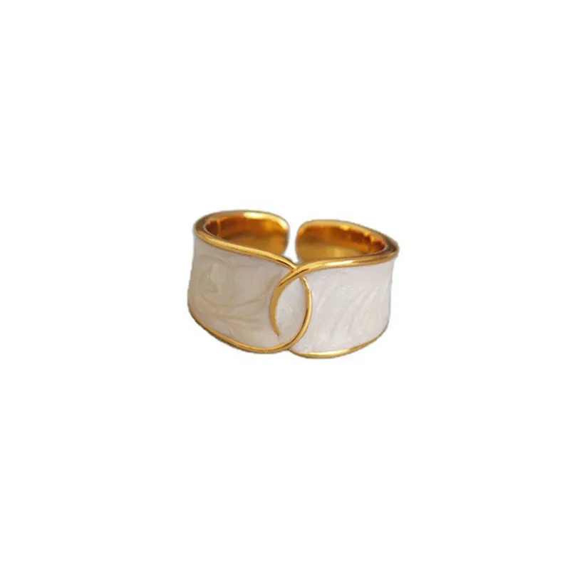 

Rings for Women Fashion Simple Geometry White Glazed Bread Modeling Line Elegant Ring Jewelry Accessories Wholesale