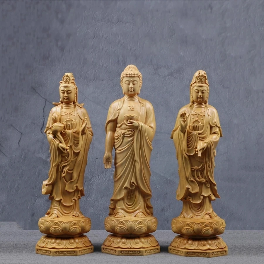 

20/25CM tres Budas Feng Shui tres occidental Santos manualidades Guanyin Buda Bodhisattva