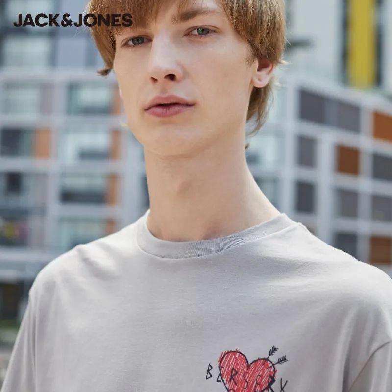 JackJones Men's 100% Cotton Round Neckline Short-sleeved T-shirt| 220101585 | Мужская одежда