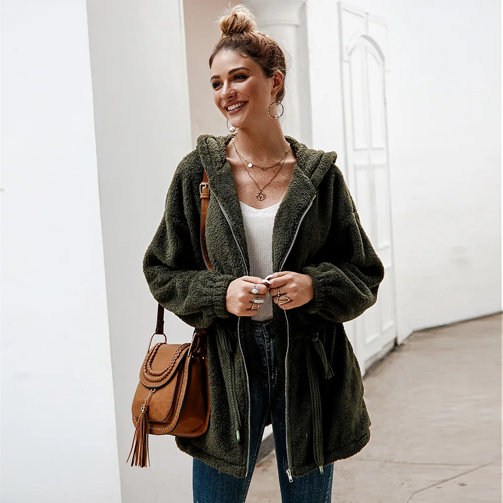 Плюшевая толстовка с капюшоном Женская Толстовка со шнуровкой толстовки на