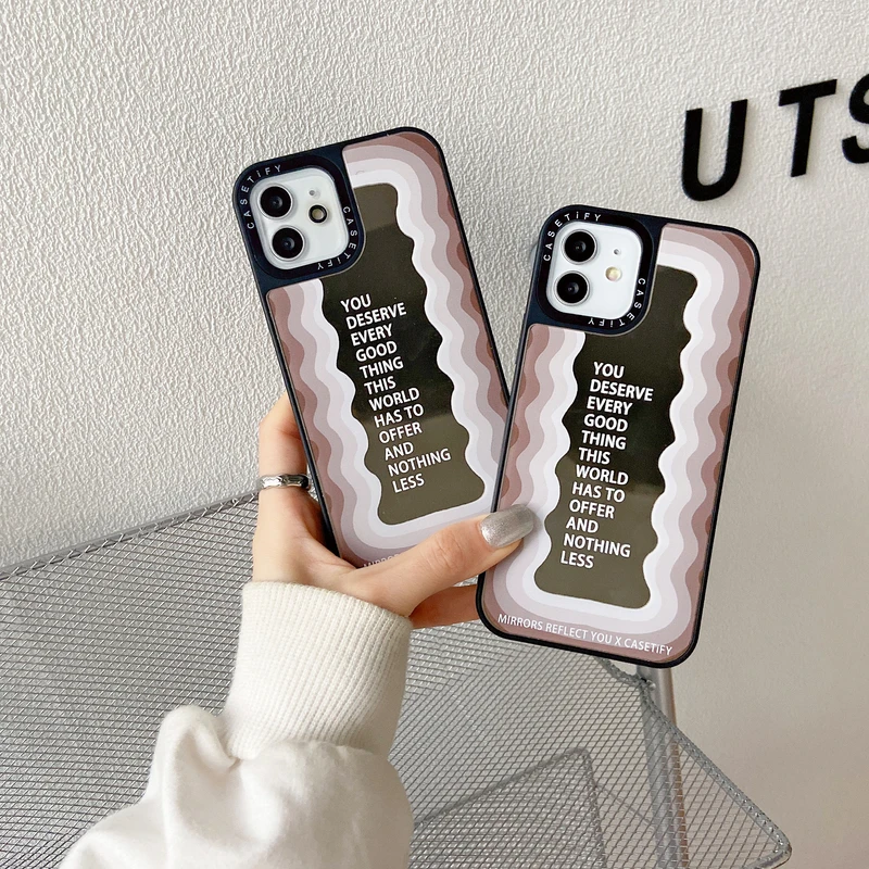 

Korean Fashion Retro Wavy Mirror Phone Case For iPhone 13 12 11 Pro Max X Xs Max Xr 7 8 Puls Cases Luxury Hard Cover
