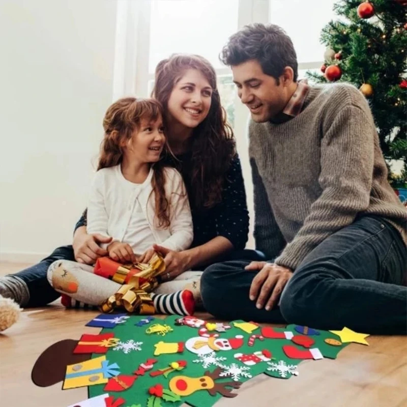 Войлочная Рождественская елка с украшениями новогодние игрушки для малышей